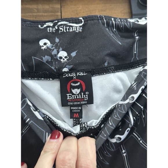 Emily The Strange X Dolls Kill Black Leggings With Skulls Women's Sz M - Picture 3 of 5